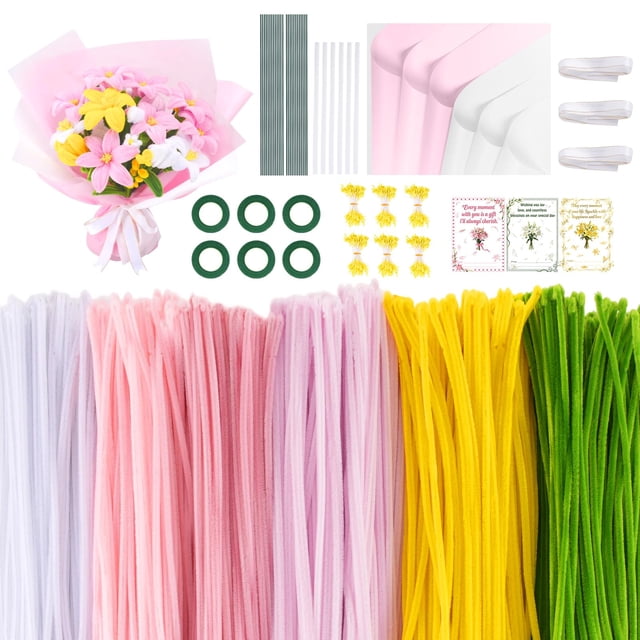 Kit de limpieza de pipas Craft Anyeve para hacer flores, 1800 unidades con papel