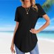 thumbnail image 1 of Tops De Verano Camiseta informal para mujer, cuello redondo, suelta, combina con todo, para mujer, ajuste relajado (negro S) Cgtredaw Para estrenar, 1 of 1