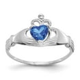 thumbnail image 1 of 14K White Gold Ring Band Themed (09) September Cubic Zirconia CZ Blue, 1 of 5