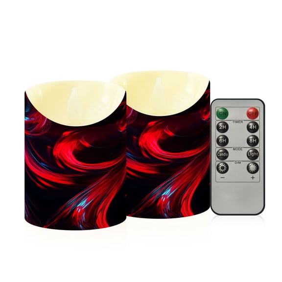 2 PCS Tilted Flameless Candles Flickering LED Lights Battery Operated Candles with Remote Timers for Holiday Decor Red and Black Neon Lights