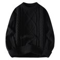 thumbnail image 2 of Yiliang Cable knit Classic Sweater for Men Fall and Winter Long Sleeve Warm and Thermal Top Clothes ,Black,3XL, 2 of 4