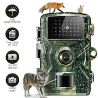 Sycees 1080P 16MP Infrared Trail Camera, IP66 Waterproof PIR Night Vision Hunting Camera with 2