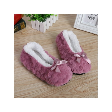 

Wazshop 1/2Pair Womens Slipper Socks Shoes Comfy Warm Non-Skid Bedroom Slippers Size 4-8