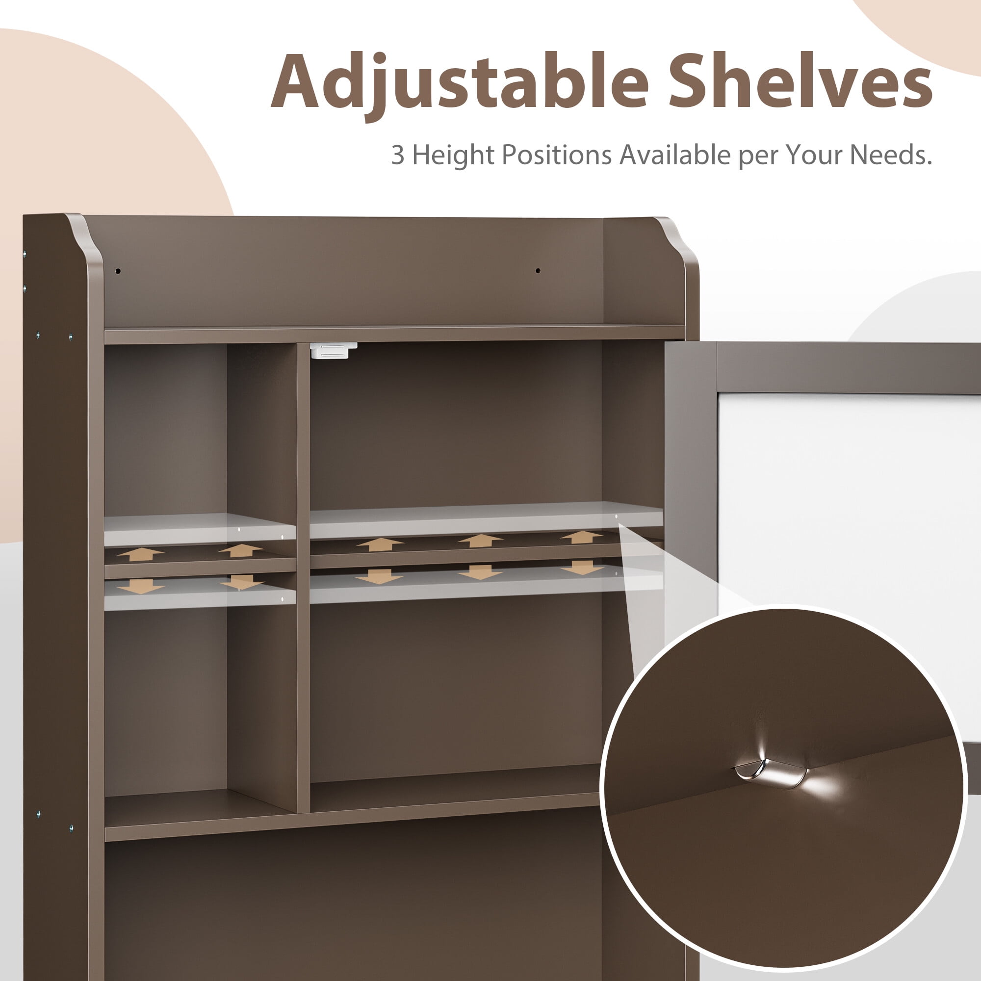 ZENY Over-The-Toilet 68.3"H Bathroom Storage Cabinet Wood Frame 3 Tiers, Brown
