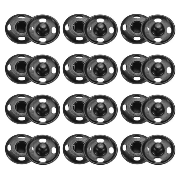 Uxcell 50 Set Sew-on Snap Buttons 15mm Metal Snap Fastener Buttons, Matt Black