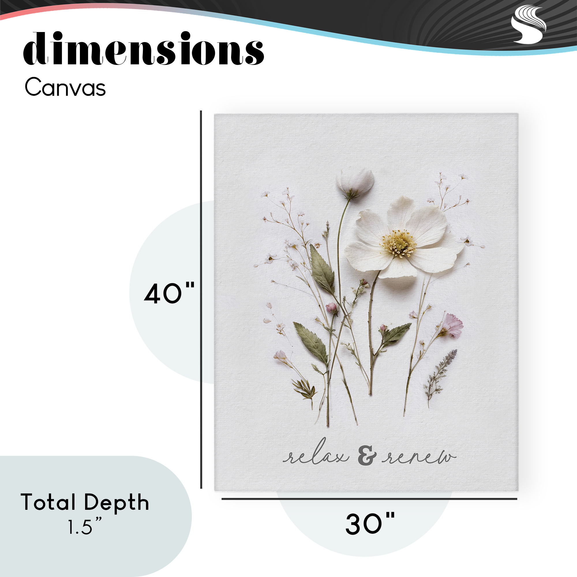 Pressed Flower Relax & Renew Canvas Wall Art, design by Lettered and Lined
