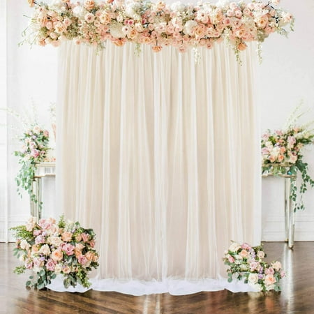 Image of SoarDream Tulle Backdrop Curtains Ivory Sheer Backdrop 5ftx7ft Tulle Background Curtain Tulle Drapes Curtains Photo Backdrop