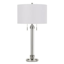 Cal Lighting Montilla 2-Light Metal Table Lamp with Fabric Shade in Chrome/White