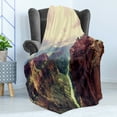 thumbnail image 4 of Canyon Soft Flannel Fleece Throw Blanket, View of the Canyon with a Narrow Long River Line Prehistoric Forces Nature, Cozy Plush for Indoor and Outdoor Use, 70" x 90", Multicolor, by Ambesonne, 4 of 5