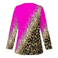thumbnail image 5 of Dyegold Fall Tops For Women 2023 Trendy Long Sleeve Shirts Dressy Casual V-Neck Leopard Color Block Tunics Top Loose Blouses, 5 of 5