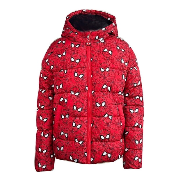 Chamarra Spiderman para Niño, Acolchada Color Rojo Talla 4