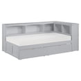 thumbnail image 1 of Lexicon Orion Lit d'Angle Bibliothèque Simple en Bois à 5 Tablettes avec Boîtes de Rangement, Gris, 1 of 5