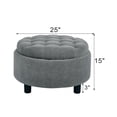 thumbnail image 6 of S-HOME Modern Tufted Fabric 25 Inch Round Storage Ottoman Coffee Table with Tray, Multifunctional Design for Living Room or Bedroom Use, Light Grey, 6 of 11