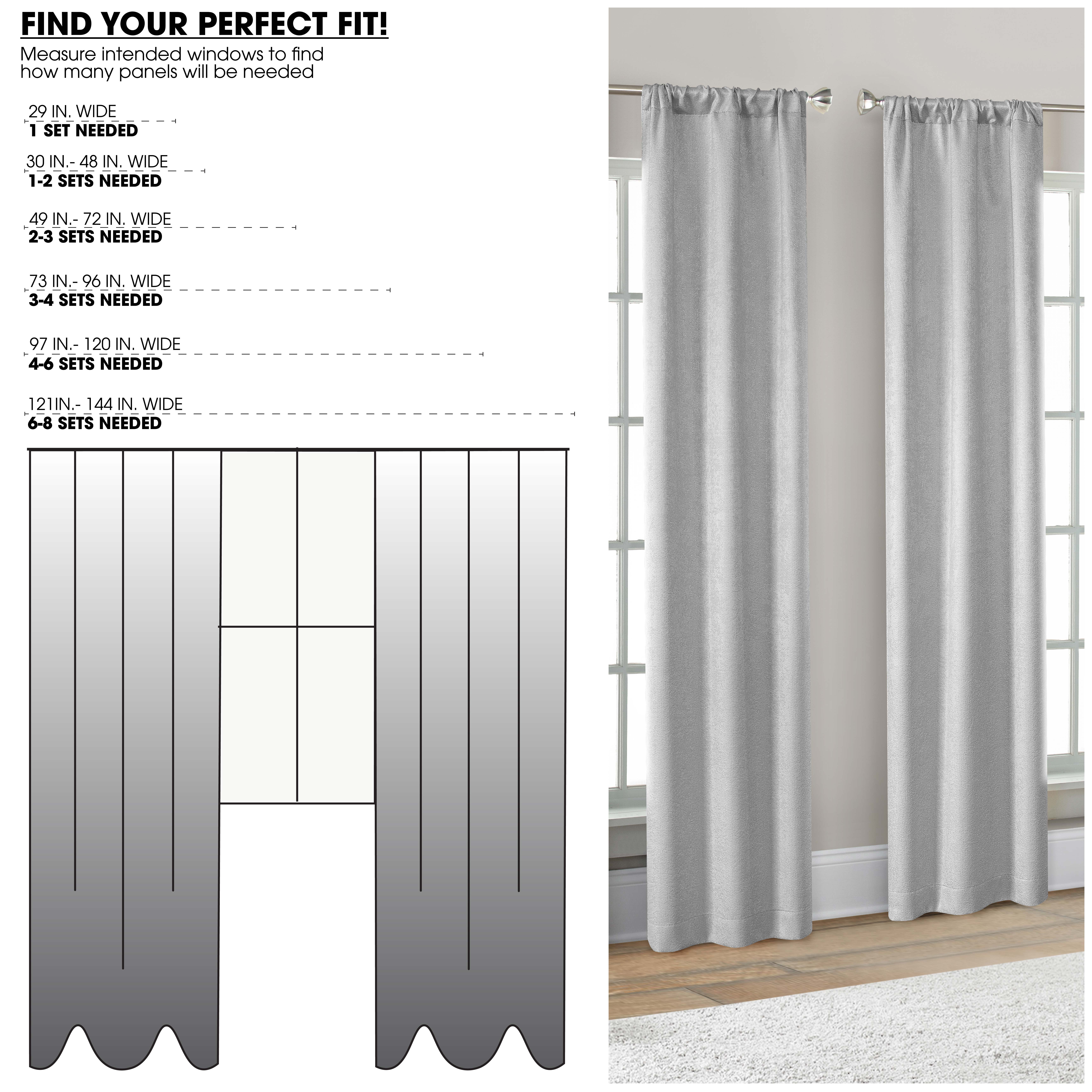 Mainstays 4 of a Kind Blackout Curtain Panel Set, Set of 4, Gray, 28 in W x 84 in L