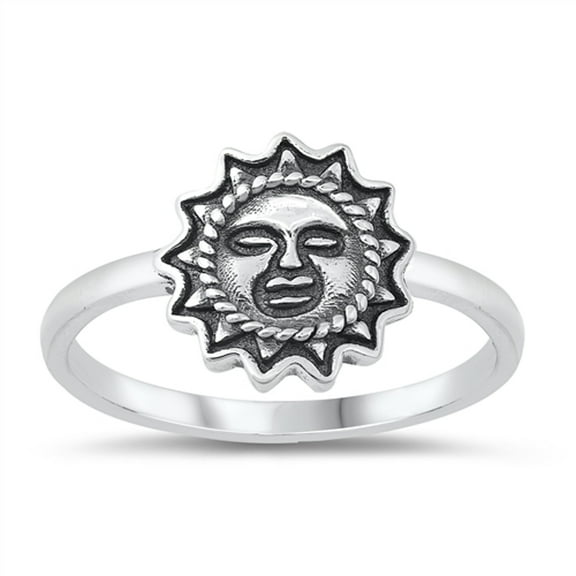 Hippy Gipsy Oxidized Sun Ring .925 Sterling Silver Band Jewelry Female Male Unisex Size 10
