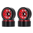 thumbnail image 1 of yeacher 4 Pcs Jantes de Roues en Alliage d'Aluminium de 2,2 Pouces pour Voitures d'Escalade, Conception à 8 Trous en Noir avec Accents Rouges, Longueur Hexagonale 12 mm, 1 of 6