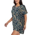 thumbnail image 2 of Fotbe Indian Paisley 2 Print Pajama Set for Women 2 Piece Loungewear Short Sleeve Tops and Shorts Set Soft Sleepwear-4X-Large, 2 of 7