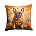 thumbnail image 2 of Fawn French Bulldog Fall Fabric Decorative Pillow 14 in x 14 in, 2 of 2