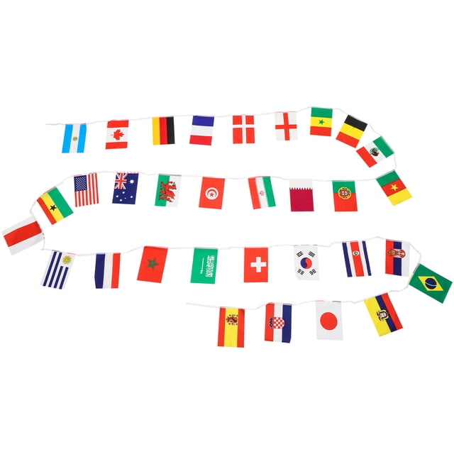 GOOHOCHY 1 juego de banderas de países para fiestas de fútbol. Banderas de hilo para fiestas con temática de fútbol.