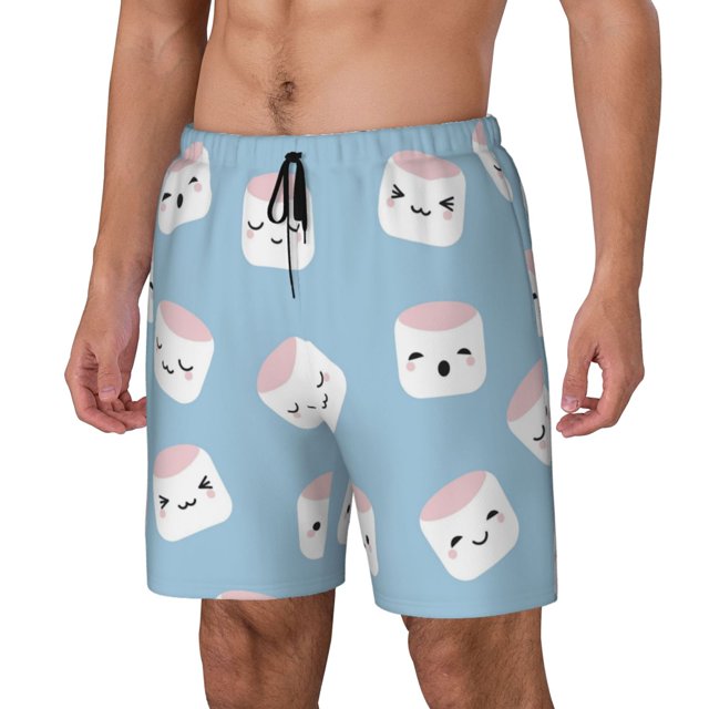Lsque Cartoon Sushi Pattern Mens Swim Trunks- Bathing Suit Compression Liner - Beach Swim Shorts Swimwear - (S-3XL) - Stretch Quick Dry-Medium