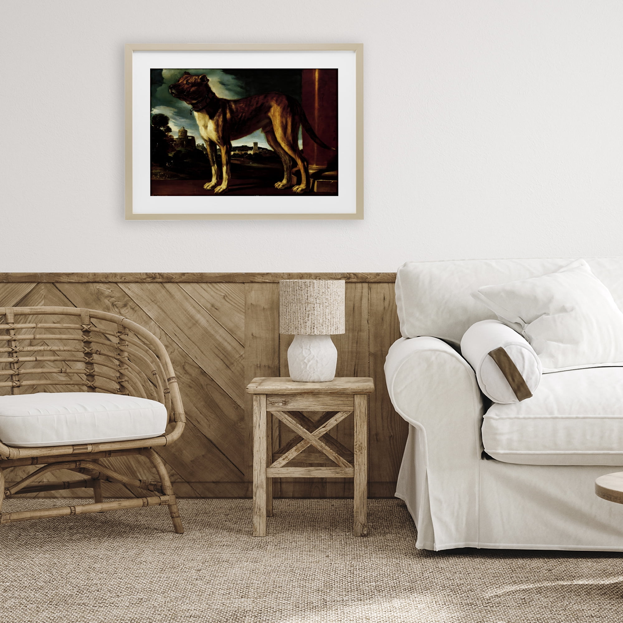 Stupell Industries Historical Aldrovani Dog Birch Framed Print Under Glass, design by Lil' Rue