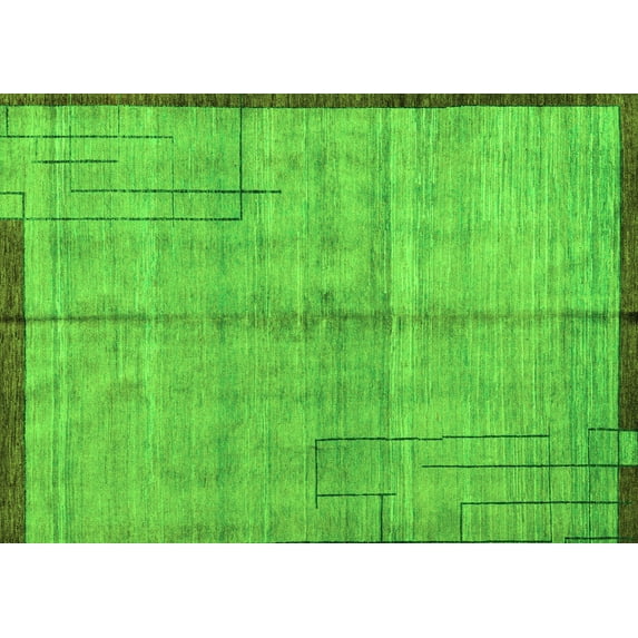 Ahgly Company Indoor Rectangle Abstract Green Modern Area Rugs, 2' x 4'