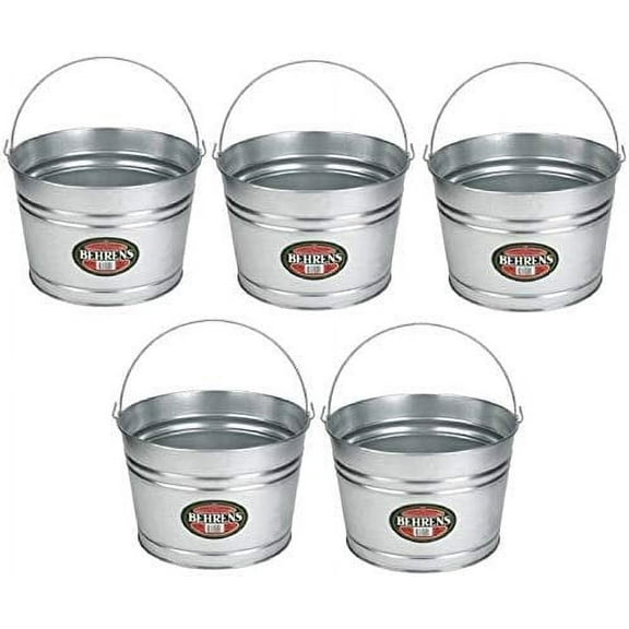 Behrens C17GS 4.25 Gallon Steel Round Wash Pail/Tub w Handle - Quantity 5