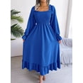 thumbnail image 4 of Spring And Summer Women's Casual Square Neck Flare Skirt Large Hem Ruffled Long Skirt, 4 of 7