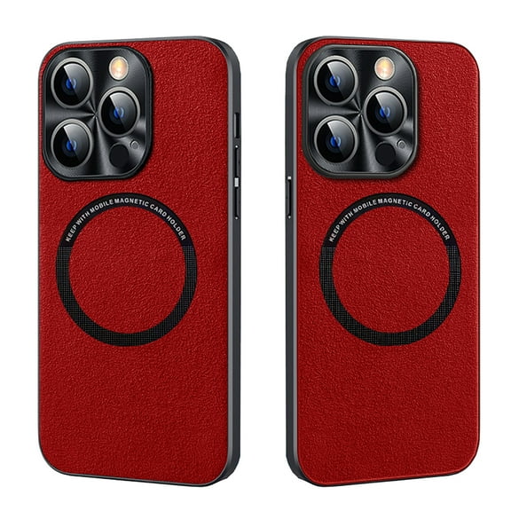 Allytech Magsafe Case for iPhone 14 6.1 inch,Luxury Premium PU Leather Magnetic Shockproof Bumper Non-Slip Soft TPU Protective Back Lightweight Slim Fit Phone Cover,For iPhone 14,Red