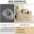 thumbnail image 5 of 41.5"Boneless Chair, Khaki Single Sofa, Corduroy Cloud Sofa for Living Room, 2 Cup Holders, 2 Storage Pockets, No Assembly Required, 5 of 10