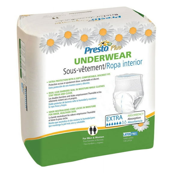 Presto Plus Extra Absorbency Adult Underwear 20-Pack Medium Size ONE PACK ONLY