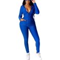 thumbnail image 1 of Trajes de 2 piezas para mujer Sudadera con capucha de manga larga a rayas de talla grande y pantalones ajustados Chándal Bodycon Zhivalor WMZL-2150-42, 1 of 3