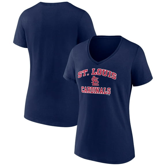 Women's Navy St. Louis Cardinals Heart and Soul V-Neck T-Shirt