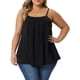 thumbnail image 1 of CURVY GLAM Camiseta sin mangas básica plisada elegante para mujeres de tallas grandes con tirantes ajustables 1X negra, 1 of 6