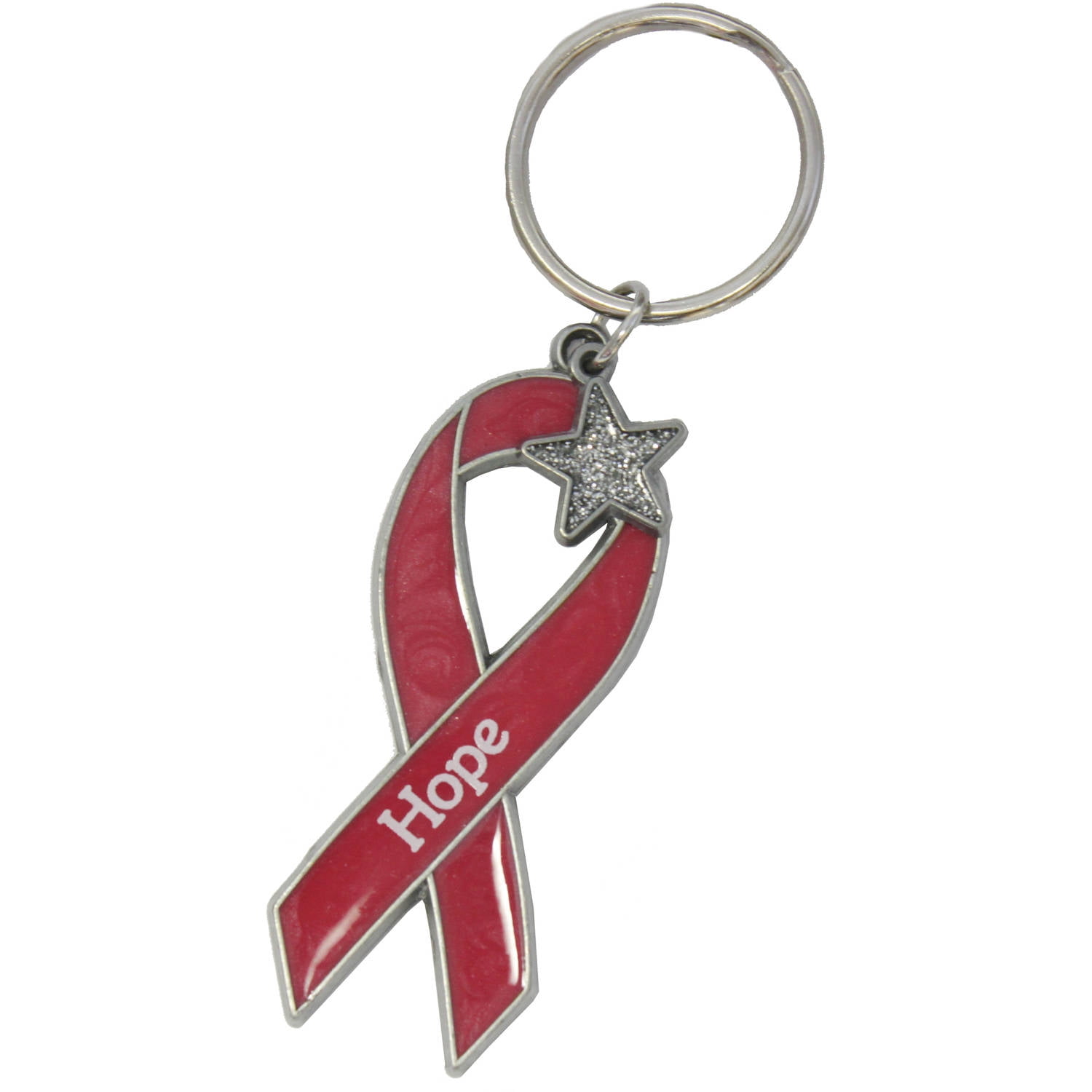 ATTACH TO ANYTHING Hope BREAST CANCER SILVERTONE HOPE RIBBON CHARM & LOBSTER CLASP 