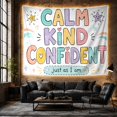 thumbnail image 6 of Calm Kind Confident Words on White with Rainbow, Cheerful Illustration for Kids, Affirmation Wall Art, Back to School Gift, Tapestry Wall Hanging for Bedroom and Study Room, 6 of 7