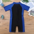 thumbnail image 4 of Eandarui Boys Girl's One Piece Short Sleeve Zippered Wetsuit Swimwear Swimsuit Sun Protection Rash Blue&Black 4, 4 of 7