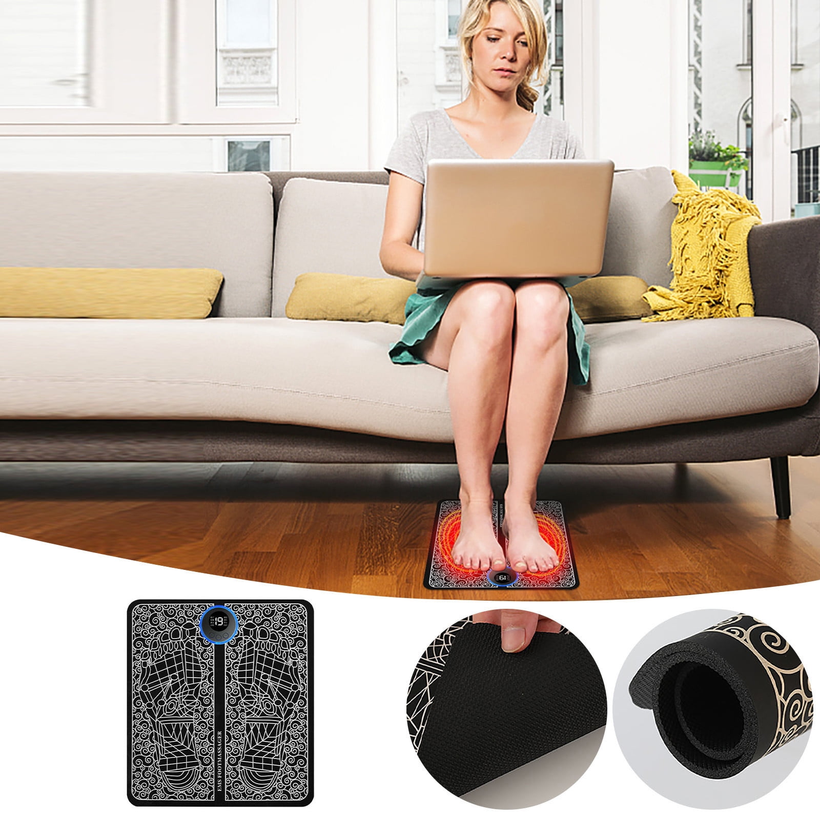 Gzwccvsn Foot Massager, Portable Electric Feet Acupuncture Mat for