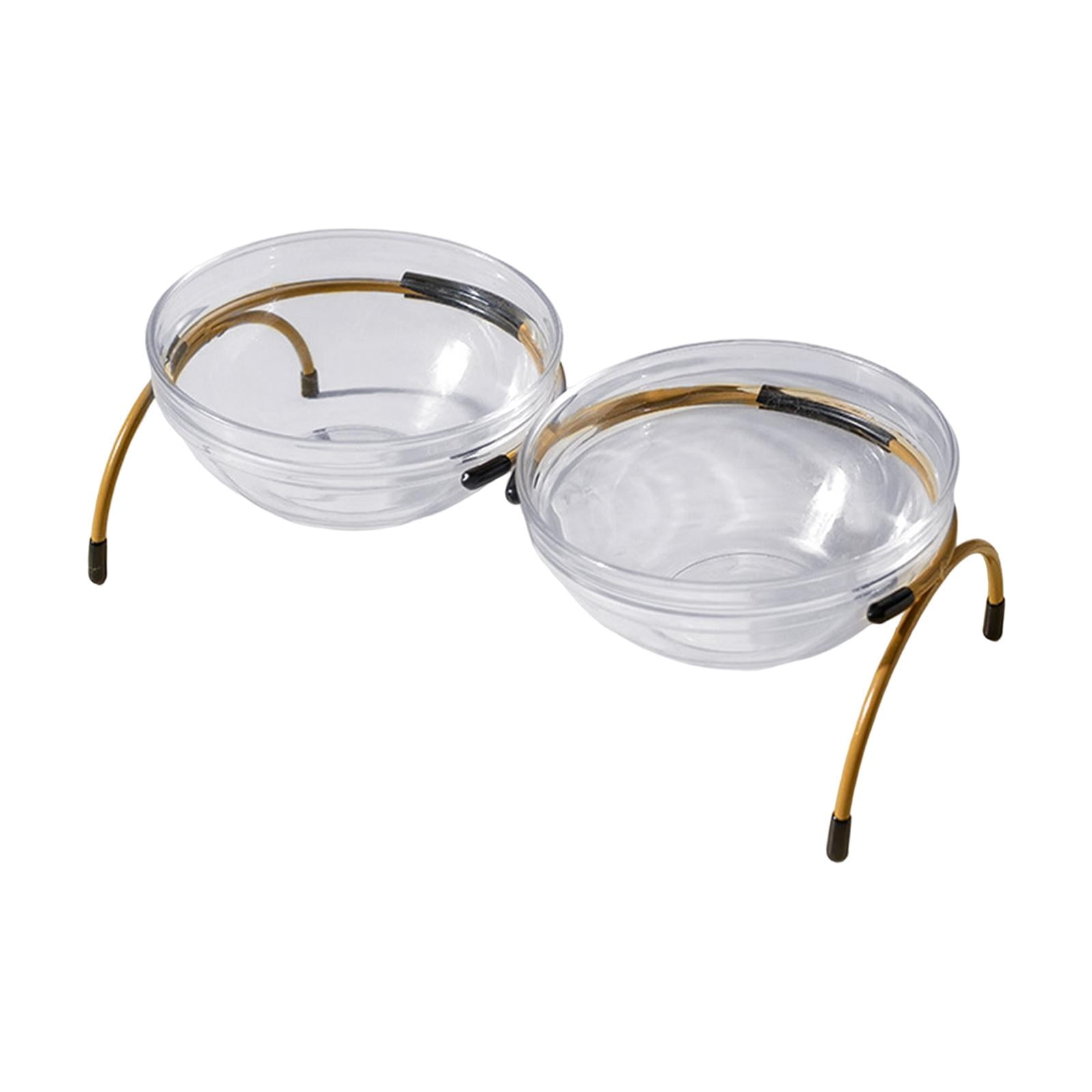 Portable Dog Elevated Bowls with Glass Bowls Raised Pet Bowls Feeding Container Water Food Dispenser for Small Medium Large Dogs Cats Kitten , Aureate
