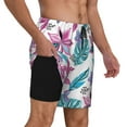 thumbnail image 2 of Naloa Hawaiian Style Print Men Swim Trunks with Compression Liner ,Board Shorts,Men's Swim Shorts with Drawstring and Elastic Waistband-Medium, 2 of 6