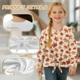 thumbnail image 6 of Xixirimido Fall Maple Leaf Print Girls Casual Tunic Tops Tie-hem Long Sleeve Loose Soft Blouse T-Shirt Cute Graphic Girls Shirts, Size 7-8, 6 of 7