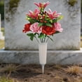 thumbnail image 7 of Artificial Bouquet, Peacock Rose Fake Floral Arrangement, Outdoor Cemetery Memorial Decor, Realistic Faux Flower Stake for Grave, Holiday, Garden & Remembrance Use, 7 of 7