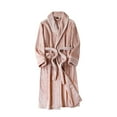 thumbnail image 5 of Previn Men's Ankle Fleece Bath Robe 2025 Plush Bathrobe Chunky Home Fall Long Comfy Billowy Hot Tub Lapel Nightwear Pink Medium-Large, 5 of 5