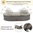 thumbnail image 3 of Outdoor 2-Person Sun Bed with Foldable Cup Trays, PE Rattan Garden Daybed Reclining Chaise Lounge with 3-Level Adjustable Backrests, Cushions and Pillows for Lawn Poolside, Gray, 3 of 7