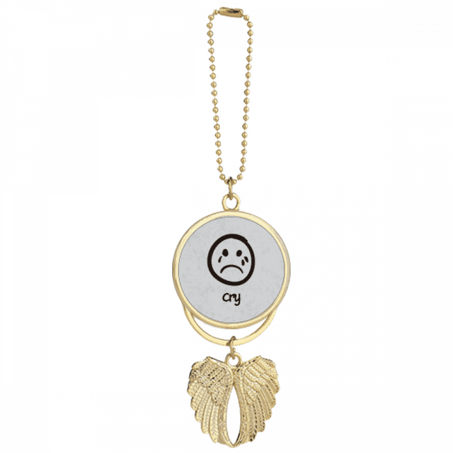 Cry Black Cute Chat Face Cartoon Car Keychain Angel Wing Pendant
