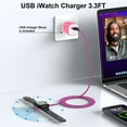 thumbnail image 3 of USB Watch Charger,Wireless Magnetic iWatch Fast Charging Pad Replacement USB Watch Plug Dock Stand w/ 3FT USB Charger Cable Cord & USB Charger Block Adapter Compatible for iWatch Charger,FCC Approved, 3 of 8