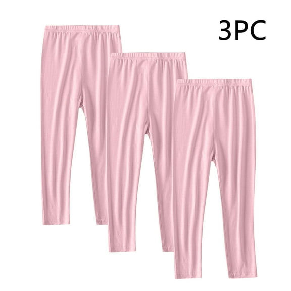 hengsof Girls Three Pack Thin Stretch Leggings for 2-13 Years Soft Pants for Baby and Toddler Everyday Comfort Play Bottoms