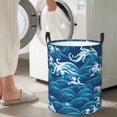 thumbnail image 2 of XMXY Round Laundry Basket Organizer, Blue Waves Sea Waterproof Collapsible Dirty Clothes Basket Laundry Hamper, Small Size, 2 of 8