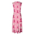 thumbnail image 4 of Leesechin Breast Cancer Awareness Dresses Clearance Women's Pink Ribbon Butterfly Print Dress Sleeveless Long Skirt, 4 of 5