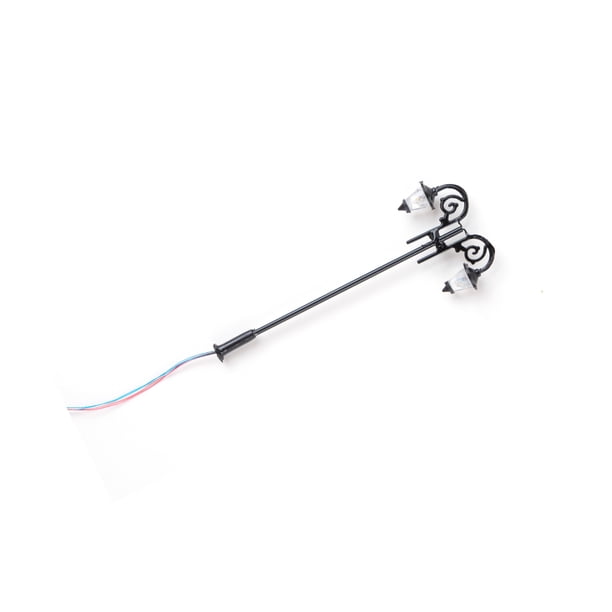 Naiovety Farola modelo 1:87 Gaden, poste de luz LED de doble cabeza de bajo voltaje, accesorios de tren DIY, piezas de luz de paisaje, decoración de Artesanía Negro (luz blanca) Naiovety HA066838-03